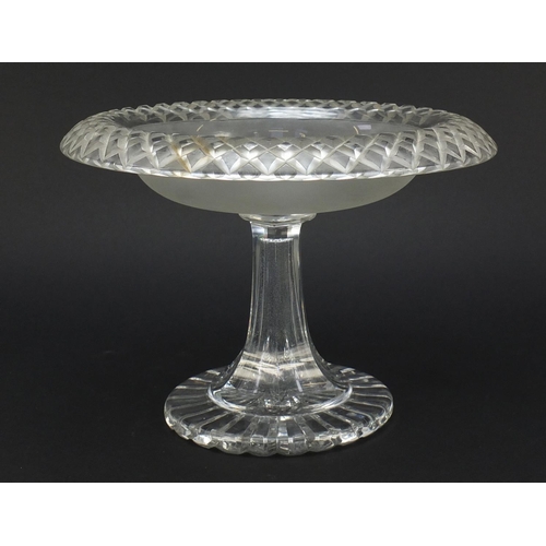 513 - 19th century cut glass comport, possibly Irish, 20.5cm high x 28cm in diameter