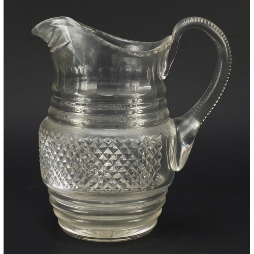 514 - Early 19th century cut glass water jug, possibly Irish, 21.5cm high