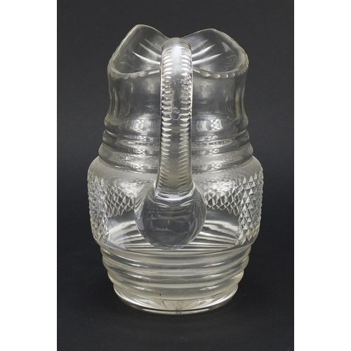 514 - Early 19th century cut glass water jug, possibly Irish, 21.5cm high