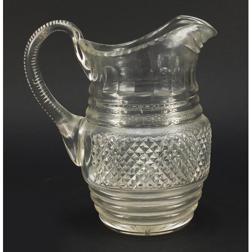 514 - Early 19th century cut glass water jug, possibly Irish, 21.5cm high