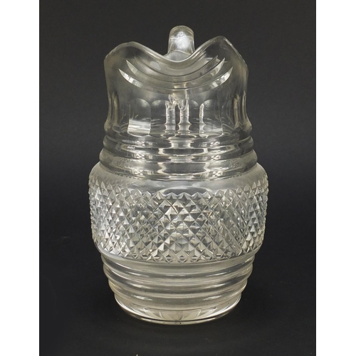 514 - Early 19th century cut glass water jug, possibly Irish, 21.5cm high