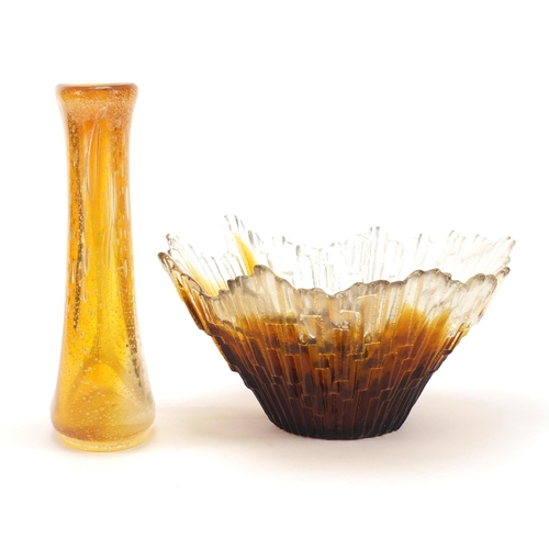 194 - Two pieces of Art Glass comprising Polish  free form vase by Jablonsky and a Finnish bowl by Tauno W... 