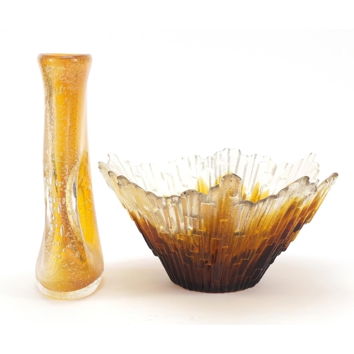 194 - Two pieces of Art Glass comprising Polish  free form vase by Jablonsky and a Finnish bowl by Tauno W... 