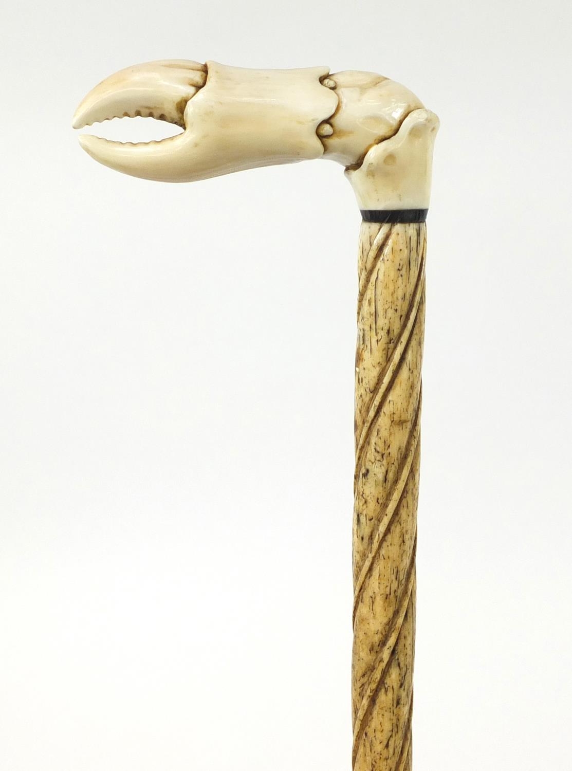 Antique Scrimshaw Embossed Whale's Tooth Walking Cane - Exquisite Canes