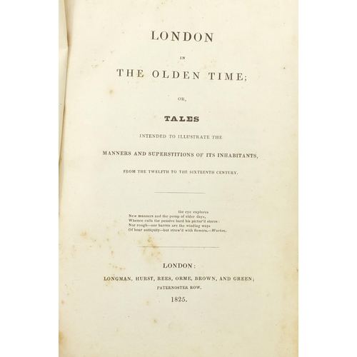 654 - Nine antiquarian hardback books, five leather bound, comprising London in the Olden Time series 1 an... 