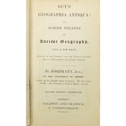 613 - Seven antiquarian hardback books, six with pull out maps/plates comprising Guy's Geographia Antiqua:... 