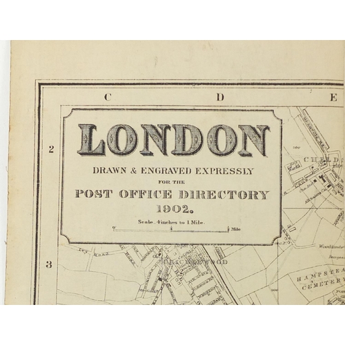 615 - Four antique folding maps comprising WH Smith & Sons Railway Map of London and Environs, Post Office... 