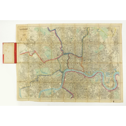 615 - Four antique folding maps comprising WH Smith & Sons Railway Map of London and Environs, Post Office... 