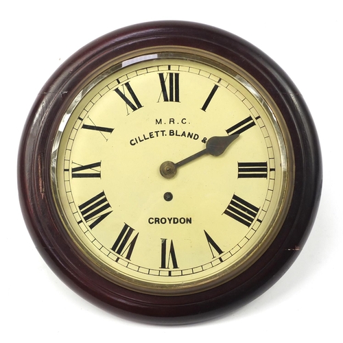 1029 - Mahogany wall clock with fusée movement by MRC Gillett Bland & Co of Croydon, impressed 6472 London ... 