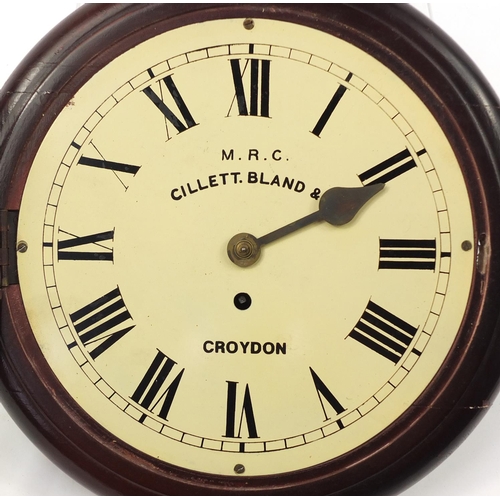 1029 - Mahogany wall clock with fusée movement by MRC Gillett Bland & Co of Croydon, impressed 6472 London ... 