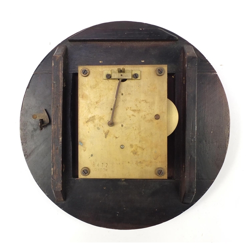 1029 - Mahogany wall clock with fusée movement by MRC Gillett Bland & Co of Croydon, impressed 6472 London ... 