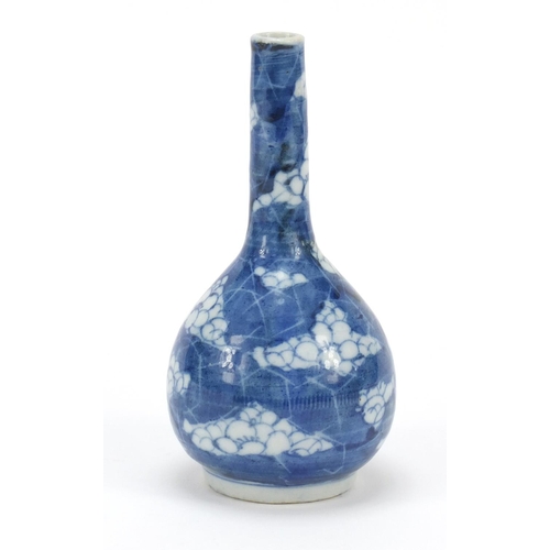 630 - Chinese blue and white porcelain vase hand painted with prunus flowers, 13.5cm high