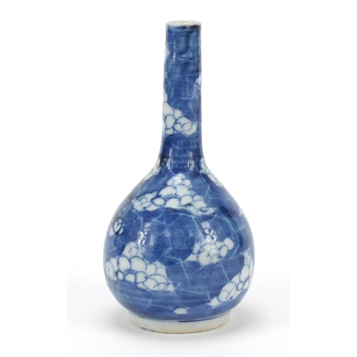 630 - Chinese blue and white porcelain vase hand painted with prunus flowers, 13.5cm high