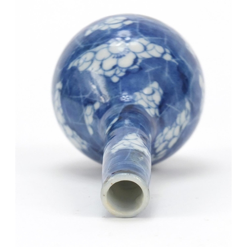 630 - Chinese blue and white porcelain vase hand painted with prunus flowers, 13.5cm high