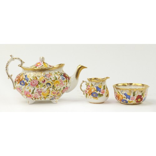 432 - Hammersley Queen Anne six place tea service comprising teapot, six trios, sandwich plate, sugar bowl... 