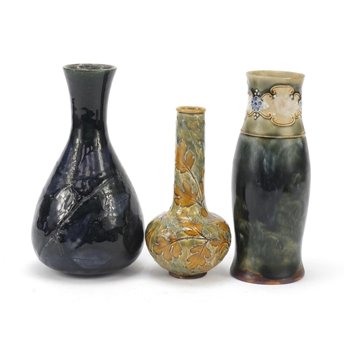 579 - Three Royal Doulton stoneware vases, the largest 20.5cm high