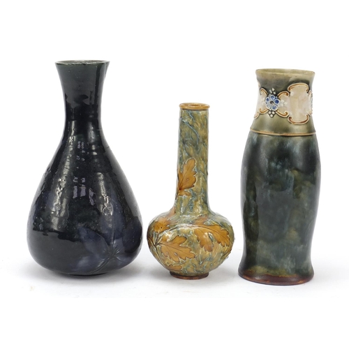 579 - Three Royal Doulton stoneware vases, the largest 20.5cm high