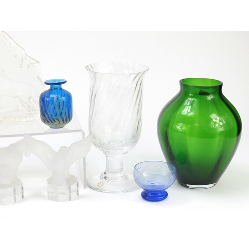 1035 - Art Glassware including Goebel animal paperweights, Mdina, Royal Brierley and Dartington, the larges... 