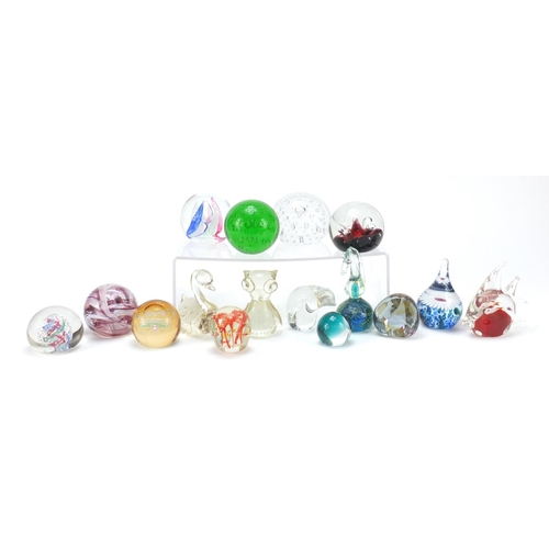 753 - Colourful glass paperweights, some in the form of animals including Caithness Gold Crown, limited ed... 