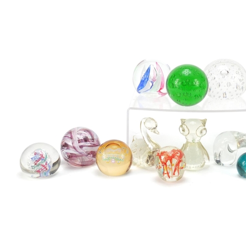 753 - Colourful glass paperweights, some in the form of animals including Caithness Gold Crown, limited ed... 