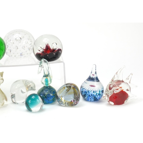 753 - Colourful glass paperweights, some in the form of animals including Caithness Gold Crown, limited ed... 