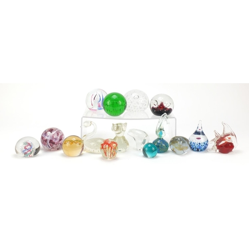 753 - Colourful glass paperweights, some in the form of animals including Caithness Gold Crown, limited ed... 