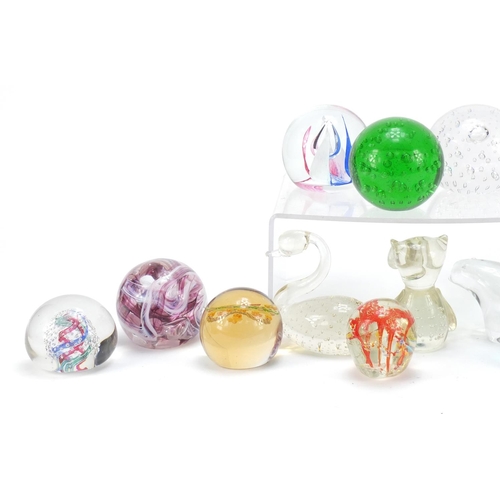 753 - Colourful glass paperweights, some in the form of animals including Caithness Gold Crown, limited ed... 