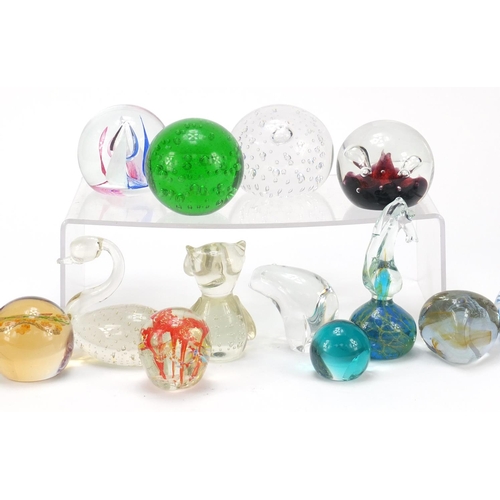 753 - Colourful glass paperweights, some in the form of animals including Caithness Gold Crown, limited ed... 