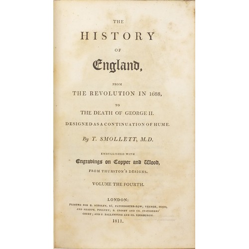 652 - The History of England from the Revolution 1688 to the Death of George II by T Smollett, five early ... 