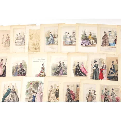 1433 - Collection of coloured fashion prints and some other prints, each unframed, each approximately 28cm ... 