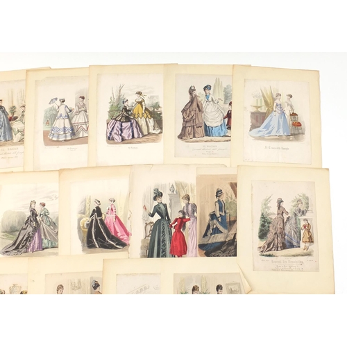 1433 - Collection of coloured fashion prints and some other prints, each unframed, each approximately 28cm ... 