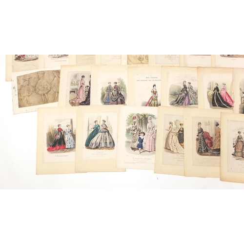 1433 - Collection of coloured fashion prints and some other prints, each unframed, each approximately 28cm ... 