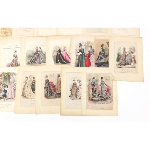 1433 - Collection of coloured fashion prints and some other prints, each unframed, each approximately 28cm ... 