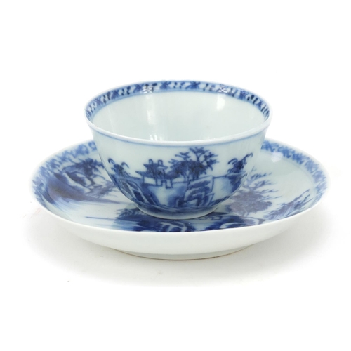 631 - Chinese blue and white porcelain tea bowl with saucer from the Nanking cargo, one with Christies 510... 