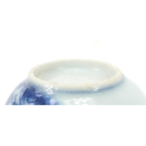 631 - Chinese blue and white porcelain tea bowl with saucer from the Nanking cargo, one with Christies 510... 