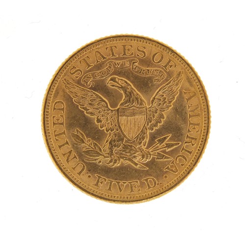 292 - United States of America 1882 gold half eagle with certificate of authenticity