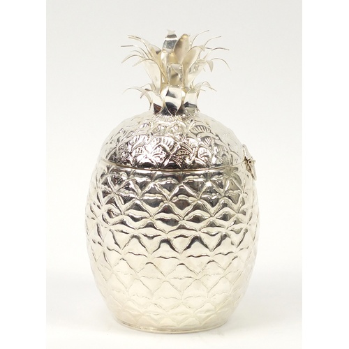 215 - Large silver plated pineapple ice cooler, 33cm high