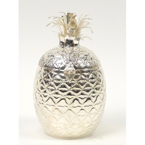 215 - Large silver plated pineapple ice cooler, 33cm high