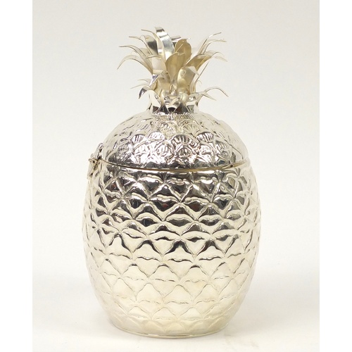 215 - Large silver plated pineapple ice cooler, 33cm high