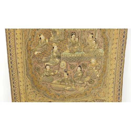 530 - Large Indian embroidered wall hanging, 168cm x 123cm