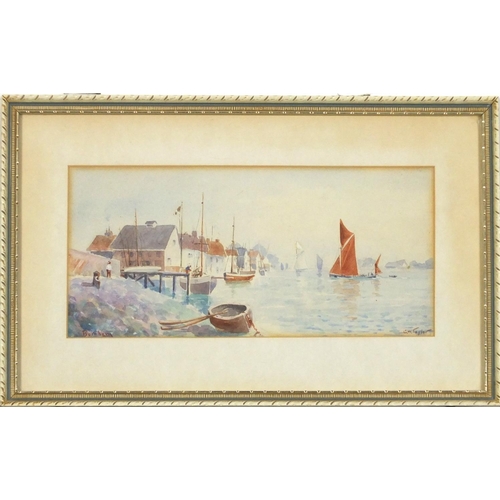 380 - C W Taylor - Burhnam and Creeksea ferry, pair of watercolours, each mounted, framed and glazed, each... 