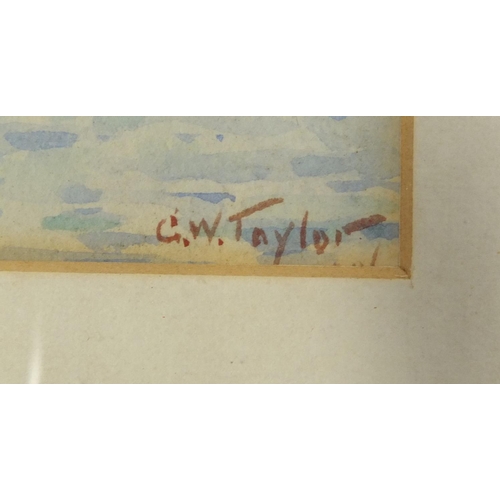 380 - C W Taylor - Burhnam and Creeksea ferry, pair of watercolours, each mounted, framed and glazed, each... 