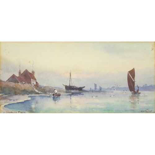 380 - C W Taylor - Burhnam and Creeksea ferry, pair of watercolours, each mounted, framed and glazed, each... 