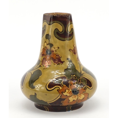 578 - Art Nouveau Vienna pottery vase, hand painted in the pergamon pattern, numbered 5615, 15cm high