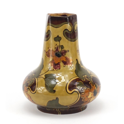 578 - Art Nouveau Vienna pottery vase, hand painted in the pergamon pattern, numbered 5615, 15cm high