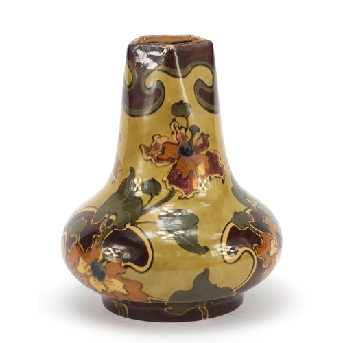 578 - Art Nouveau Vienna pottery vase, hand painted in the pergamon pattern, numbered 5615, 15cm high