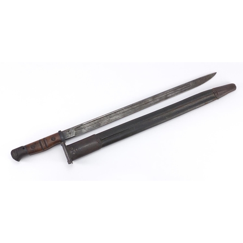 683 - US military interest Remington M1917 bayonet with scabbard, impressed marks to the blade, 58cm in le... 