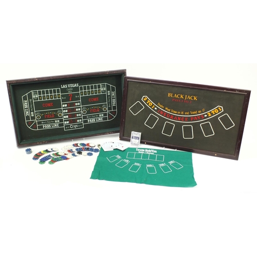 1557 - Blackjack poker set with chips, 78cm wide