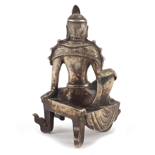 1001 - Chinese silver coloured metal figure of a deity, 23.5cm high