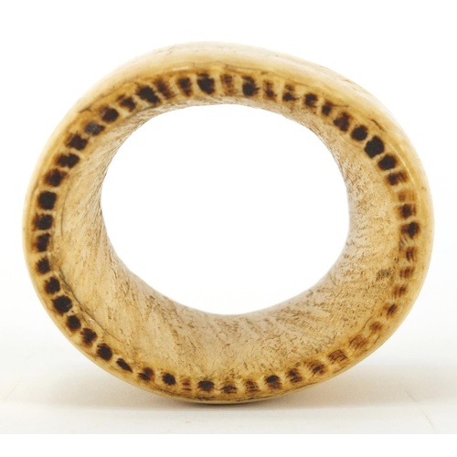 1256 - 19th century ivory slave bangle, 9cm wide